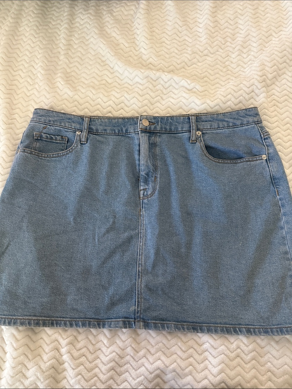 Light Blue Denim Mini Skirt - Casual A-Line